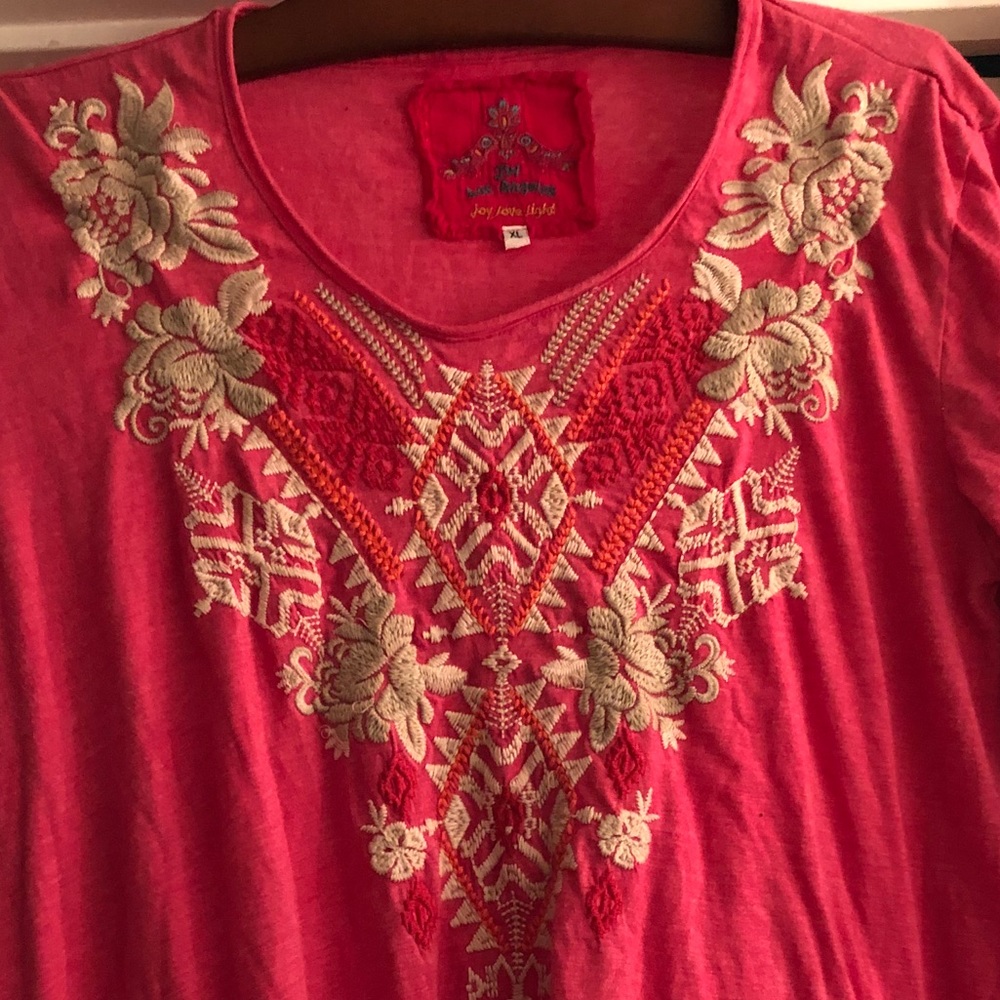 Johnny Was 3/4 sleeve trapeze top